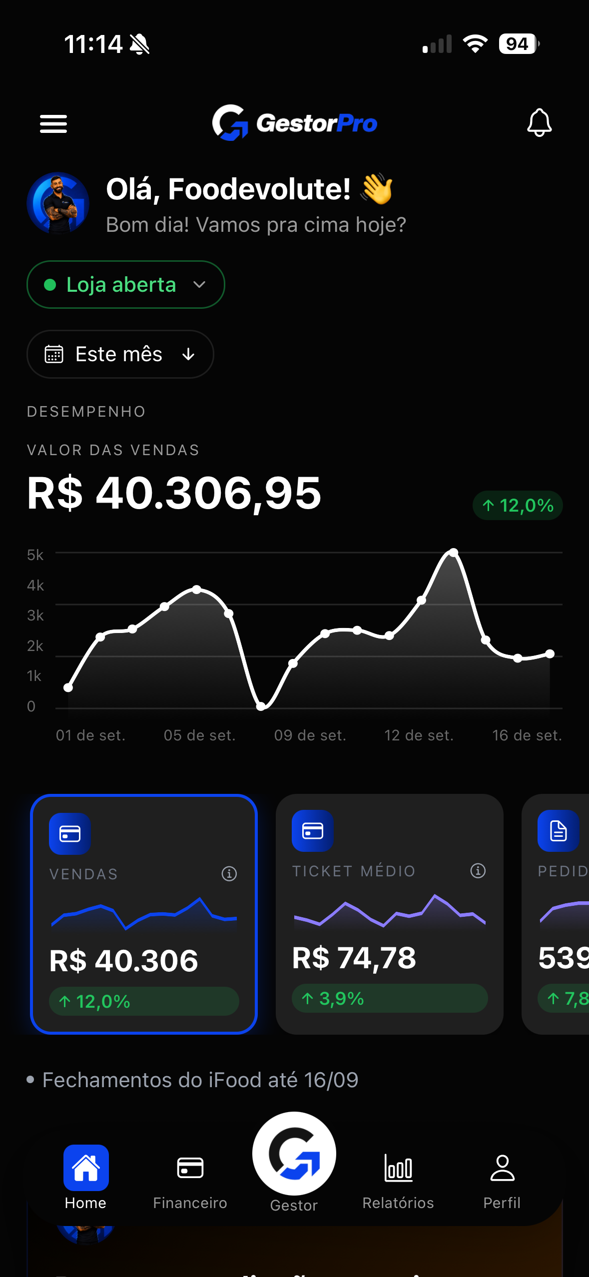 Tela inicial do GestorPro